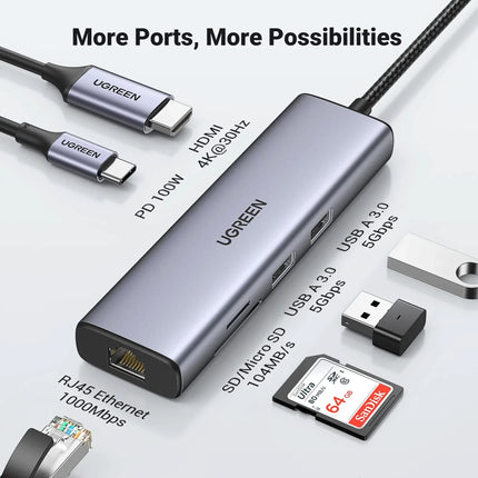 HUB USB-C 7 EN 1 Ugreen avec HDMI 4K 60Hz (90568)