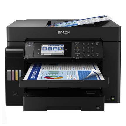 Imprimante Epson EcoTank L15160 couleur à réservoirs rechargeables Wi-Fi, impression grand format A3, vue de l'appareil.