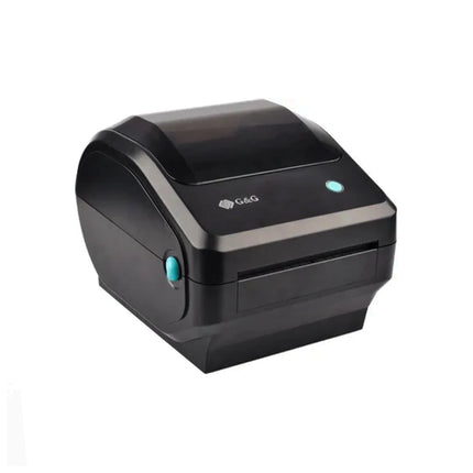 Imprimante ticket G&G D410 avec connectivité USB, Bluetooth et Wi-Fi, affichée en angle avec écran et ports visibles.