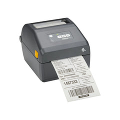 Imprimante ticket Zebra ZD421T pour impression de tickets, noire, compacte, avec écran de contrôle.