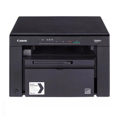 Imprimante Canon i-SENSYS Laser Monochrome MF3010, vue de face avec panneau de contrôle et tiroir à papier visible.