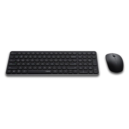 Clavier et souris sans fil Rapoo 9320M en disposition AZERTY, design élégant pour bureau ou usage domestique.