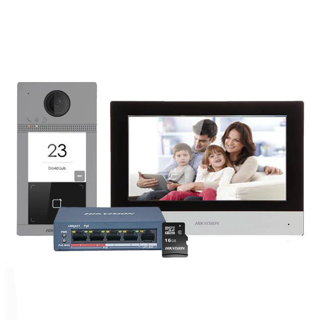 KIT VIDEOPHONE HIKVISION 2MP POE IK08 IP65 (DS-KIS604-S(C))