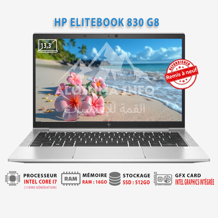 ORDINATEUR PORTABLE HP ELITEBOOK 830 G8 I7 512GO NVME 16GO RAM REMIS À NEUF