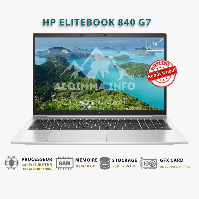 ORDINATEUR PORTABLE HP ELITEBOOK 840 G7 i5-10210U 8 Go RAM 256 GB SSD NVMe (1J6E1EA) REMIS A NEUF