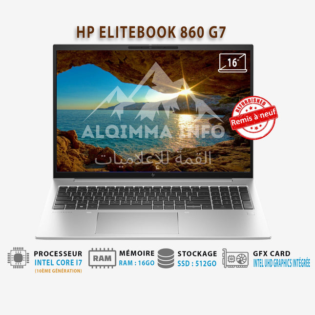 ORDINATEUR PORTABLE HP ELITEBOOK 860 G7 I7 512GO NVME 16GO RAM REMIS À NEUF