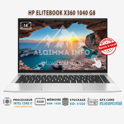 ORDINATEUR PORTABLE HP ELITEBOOK X360 1040 G8 I7 14" TACTILE 512GO SSD 16GO RAM