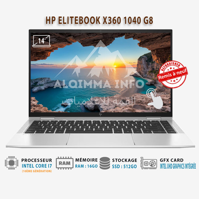 ORDINATEUR PORTABLE HP ELITEBOOK X360 1040 G8 I7 14" TACTILE 512GO SSD 16GO RAM