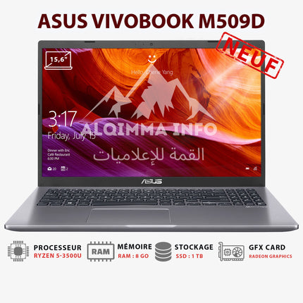Ordinateur portable ASUS VIVOBOOK M509D RYZEN 5-3500U 8GB 1TB HDD 15.6'' (90NB0P22-M03190)
