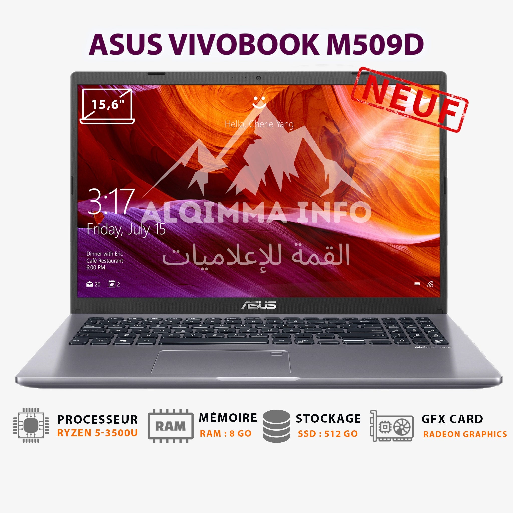 8gb Ram Asus M509 Ryzen 3500u Ordinateur Portable ASUS VIVOBOOK