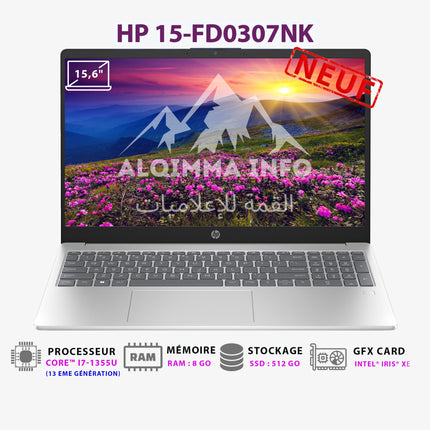 Ordinateur portable HP 15-fd0307nk i7-1355U 8GB 512GB SSD 15.6 (A29VDEA)