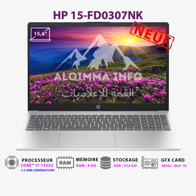 Ordinateur portable HP 15-fd0307nk i7-1355U 8GB 512GB SSD 15.6 (A29VDEA)