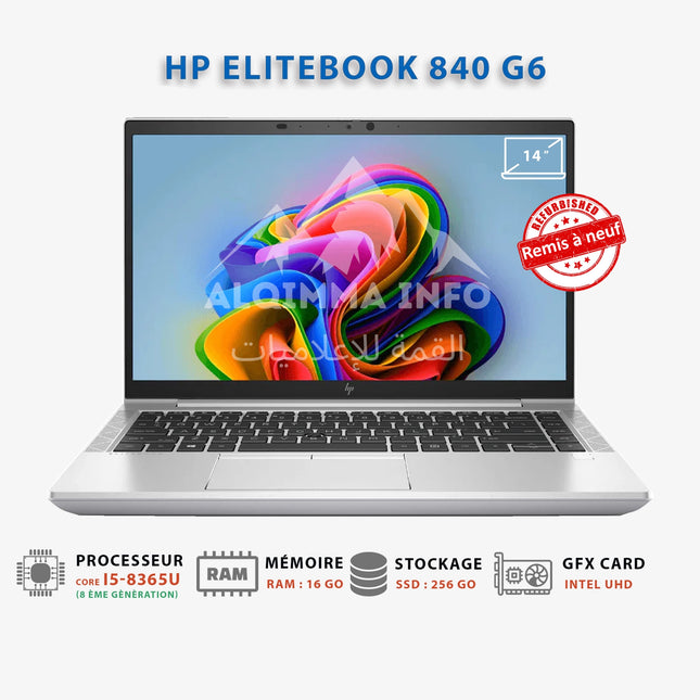 ORDINATEUR PORTABLE HP EliteBook 840 G6 Core i5-8365U I 16Go I 256Go NVMe I 14″ Full HD [Remis à Neuf]