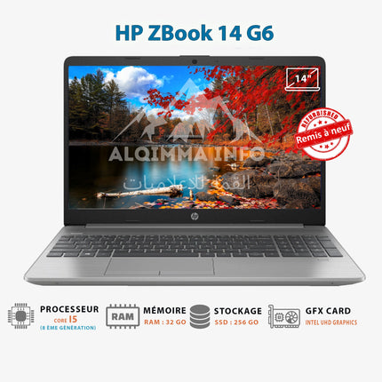 ORDINATEUR PORTABLE HP ZBOOK 14 G6 I5 8EME 32GB 256GB NVME 14 POUCES REMIS A NEUF