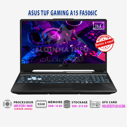 PC PORTABLE ASUS TUF GAMING A15 AMD R7 2*8GB 512GB SSD 15.6 POUCES REMIS A NEUF
