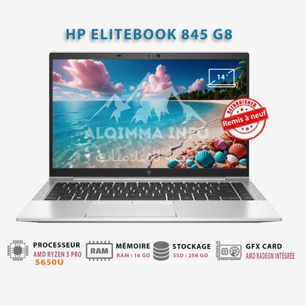 Ordinateur Portable HP Elitebook 845 G8 AMD RYZEN 5 Pro 5650U 16GB 256GB SSD 14″ AMD RADEON [Remis à Neuf]