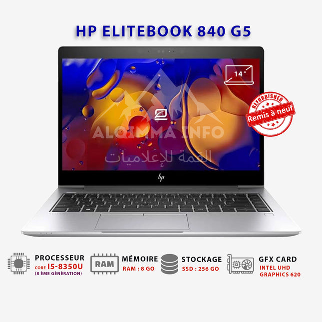 Ordinateur Portable Hp EliteBook 840 G5 i5-8350U 8ème RAM 8GO 256GO SSD 14"