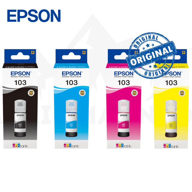 Pack 4 Bouteilles d’Encre Epson EcoTank 103 Originales
