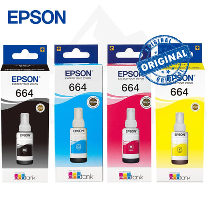 Pack 4 Bouteilles d’Encre Epson EcoTank 664 Originales