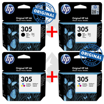 Pack 2 Cartouches Noires 305 + 2 Cartouches Couleur 305  HP Originales