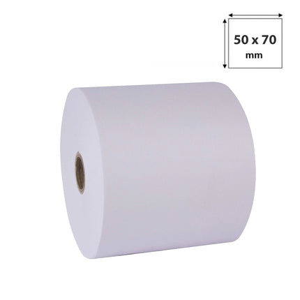 Rouleau d'étiquettes thermiques en papier thermique de 50 x 70 cm, marque générique, prêt à imprimer, vue en gros plan