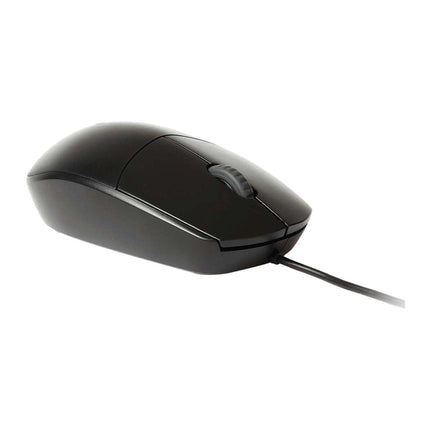 Souris filaire Rapoo N100 noire avec bouton de clic et molette, connectivité USB pour ordinateur.