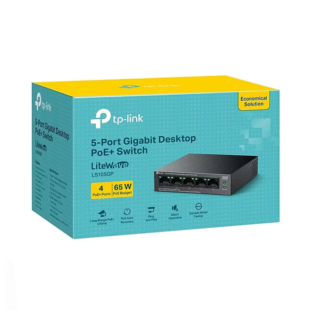 SWITCH TPLINK 5 ports GIGABIT 4 PORTS POE+ (LS105GP)