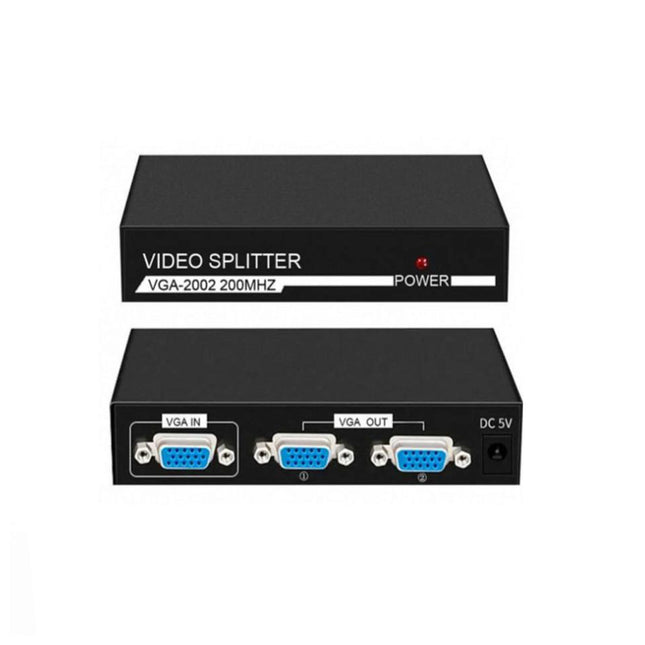 Splitter réseau ALQIMMA avec 2 ports VGA 200MHz pour une vidéo claire et fiable, idéal pour la distribution d’affichage.