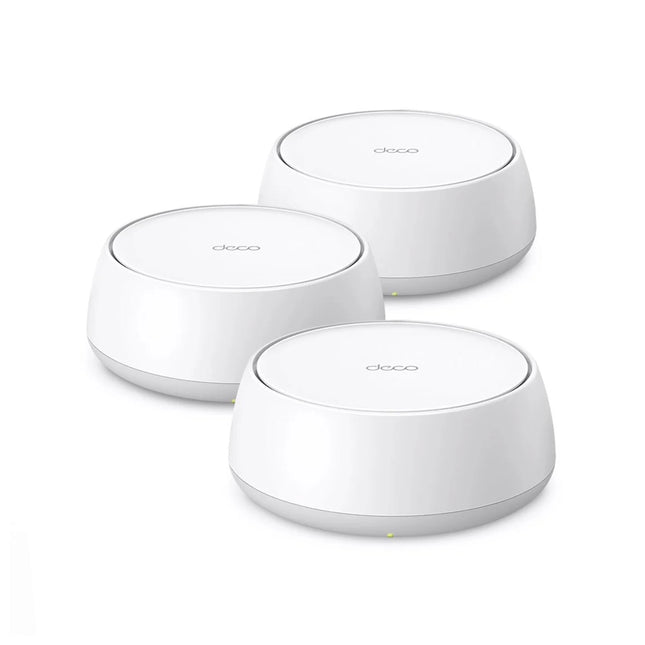 Système WiFi 7 Mesh TP-Link Deco BE-22 BE3600 en pack de 3, routeurs sans fil modernes pour une couverture réseau optimale.