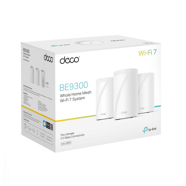 Système WiFi 7 Mesh TP-Link Deco BE65 BE9300 en pack de 3, routeurs sans fil pour une couverture Internet optimale