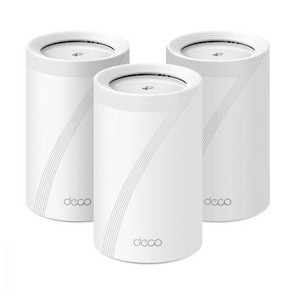 Système WiFi 7 Mesh TP-Link Deco BE65 BE9300 en pack de 3, appareils de réseau sans fil pour une couverture étendue.
