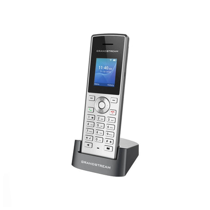 Téléphone IP sans fil Grandstream WP810 avec écran, deux lignes et deux comptes SIP, permettant la communication Wi-Fi.