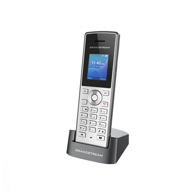 Téléphone IP sans fil Grandstream WP810 avec écran, deux lignes et deux comptes SIP, permettant la communication Wi-Fi.