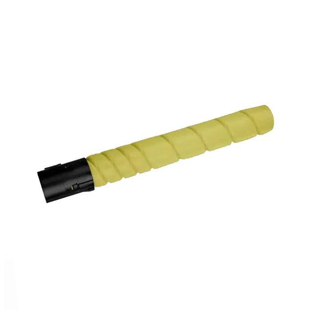 Cartouche de toner adaptable Konica Minolta TN512 jaune pour imprimante, image montrant le toner jaune compatible.