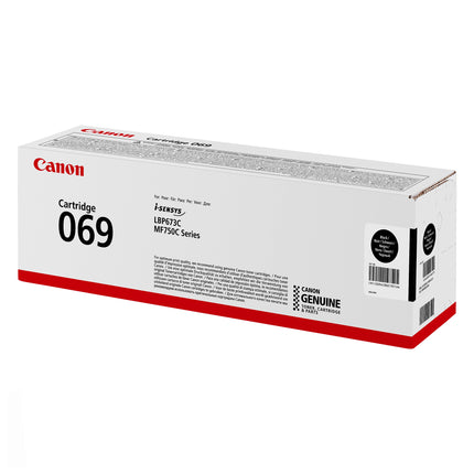 Cartouche de toner original Canon 069 noir, compatible avec imprimantes Canon, montrée dans l'image.