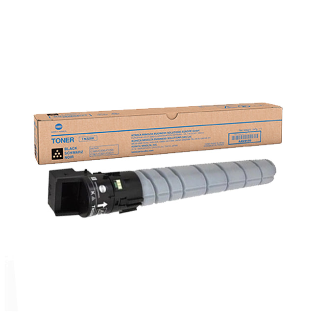 Toner original Konica Minolta TN328K noir pour imprimante, cartouche de toner noire pour impression de documents.