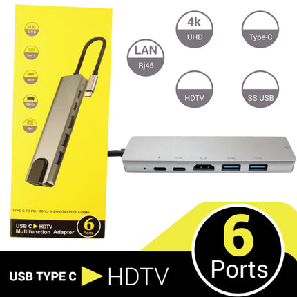 USB-C vers HDTV Adaptateur Multifonction 6 Ports
