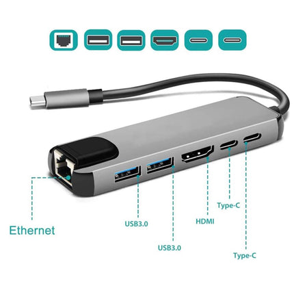 USB-C vers HDTV Adaptateur Multifonction 6 Ports